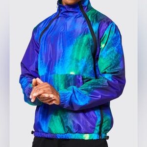 BoohooMAN Blue and Green Tie Dye WindbreakerSize XL